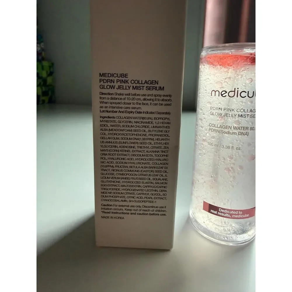 $28 New Medicube PDRN Pink Collagen Glow Jelly Mist Serum 3.38 oz Made in Korea